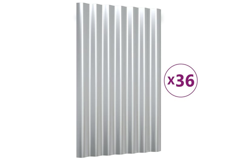 Kattopaneeli 36 kpl jauhemaalattu teräs hopea 60x36 cm - Hopea - Piha & ulkoaltaat - Piha-alue - Puutarhakoristeet & pihatarvikkeet - Ovikatos