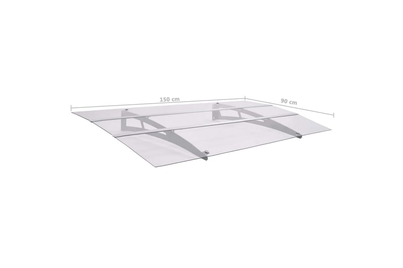 Ovikatos hopea ja läpinäkyvä 150x90 cm polykarbonaatti - Läpinäkyvä - Piha & ulkoaltaat - Piha-alue - Puutarhakoristeet & pihatarvikkeet - Ovikatos