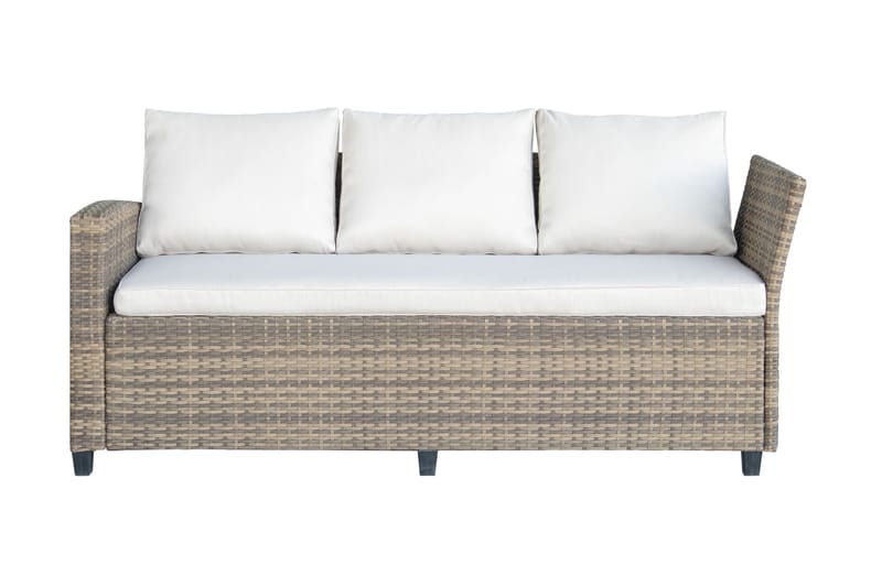 James Light Suuri L-muotoinen Käännettävä Ulkolounge-ryhmä Polyrottingista Säilytystilalla ja Valkoisilla Pehmusteilla - Luonnonvärinen - Puutarhakalusteet - Terassiryhmät - Oleskeluryhmät