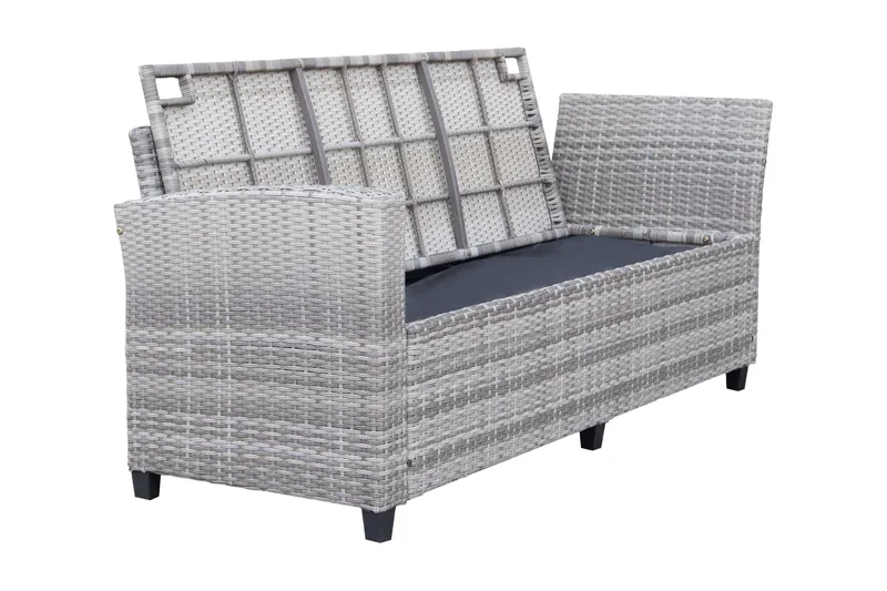 James Light Suuri L-muotoinen Käännettävä Ulkolounge-ryhmä Polyrottingista Säilytystilalla ja Harmailla Pehmusteilla - Harmaa - Puutarhakalusteet - Terassiryhmät - Oleskeluryhmät