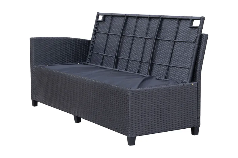 James Light Suuri L-muotoinen Käännettävä Ulkolounge-ryhmä Polyrottingista Säilytystilalla ja Valkoisilla Pehmusteilla - Musta - Puutarhakalusteet - Terassiryhmät - Oleskeluryhmät