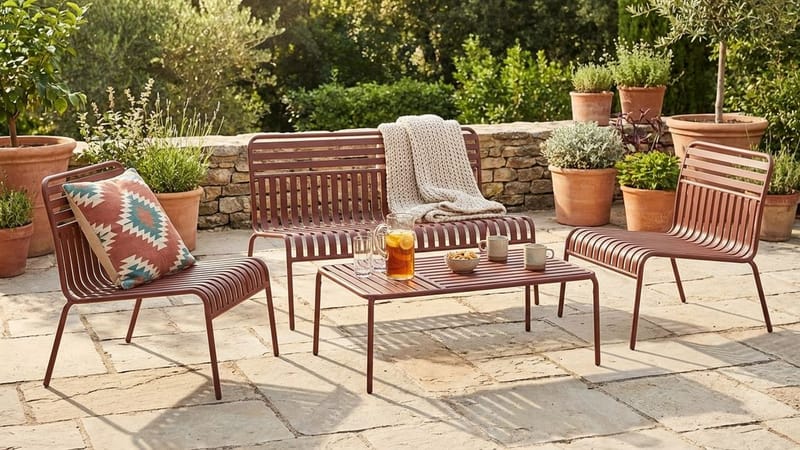 Jarva pieni 4-istuttava ulkosohvaryhmä metallia - Punainen - Puutarhakalusteet - Terassiryhmät - Oleskeluryhmät