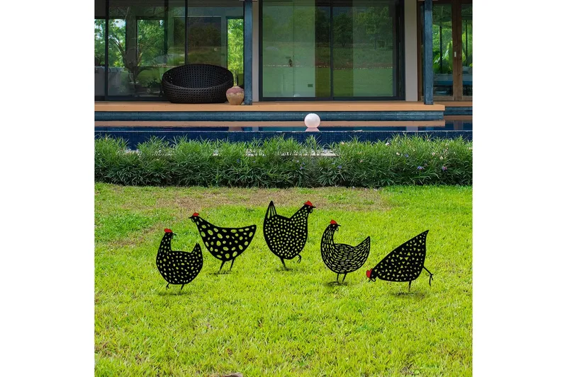 Koristeellinen puutarhan metallinen tarviksetti Kanat Musta - Musta - Piha & ulkoaltaat - Piha-alue - Puutarhakoristeet & pihatarvikkeet - Puutarhan koriste-esineet - Muovieläimet