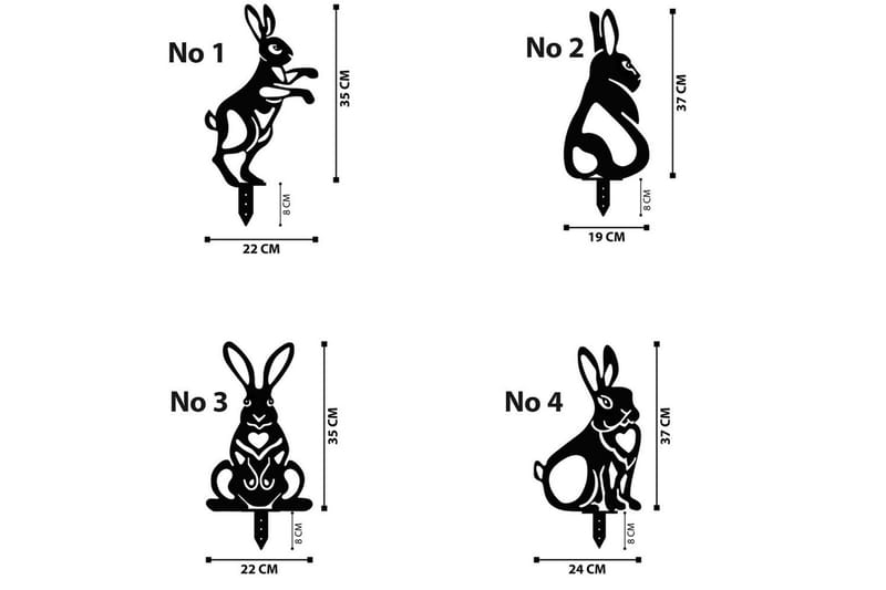 Koristeellinen puutarhan metallinen tarviksetti Kanit Musta - Musta - Piha & ulkoaltaat - Piha-alue - Puutarhakoristeet & pihatarvikkeet - Puutarhan koriste-esineet - Puutarhapatsas