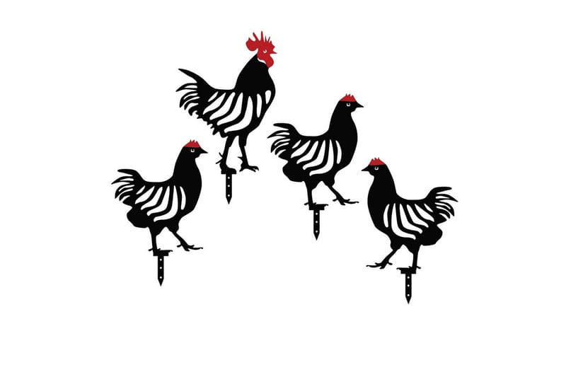 Koristeellinen puutarhan metallinen tarviksetti Kana-perhe Musta Neljä kappaletta - Neljä kappaletta - Piha & ulkoaltaat - Piha-alue - Puutarhakoristeet & pihatarvikkeet - Puutarhan koriste-esineet - Muovieläimet