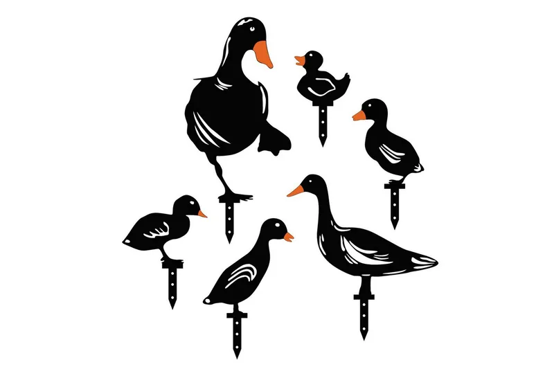 Koristeellinen puutarhan metallinen tarviksetti Ankat Musta, Musta