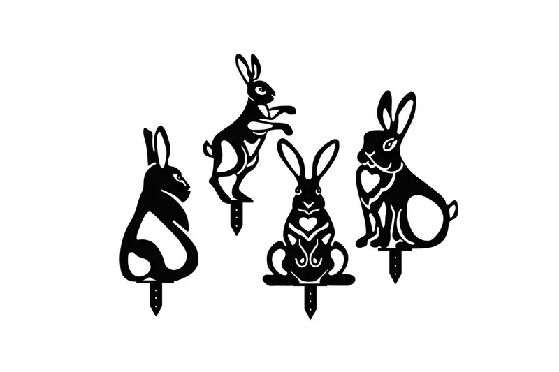 Koristeellinen puutarhan metallinen tarviksetti Kanit Musta, Musta