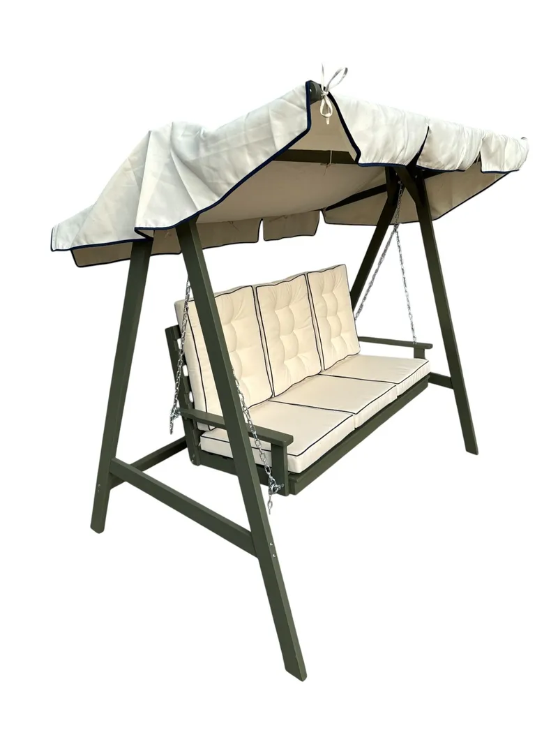 Landet Hammock Keinusohva katoksella akaasiapuuta sisältää tyynyt 195x125x159 - Tummanvihreä - Puutarhakalusteet - Ulkosohva & puutarhapenkki - Pihakeinu & puutarhakeinu