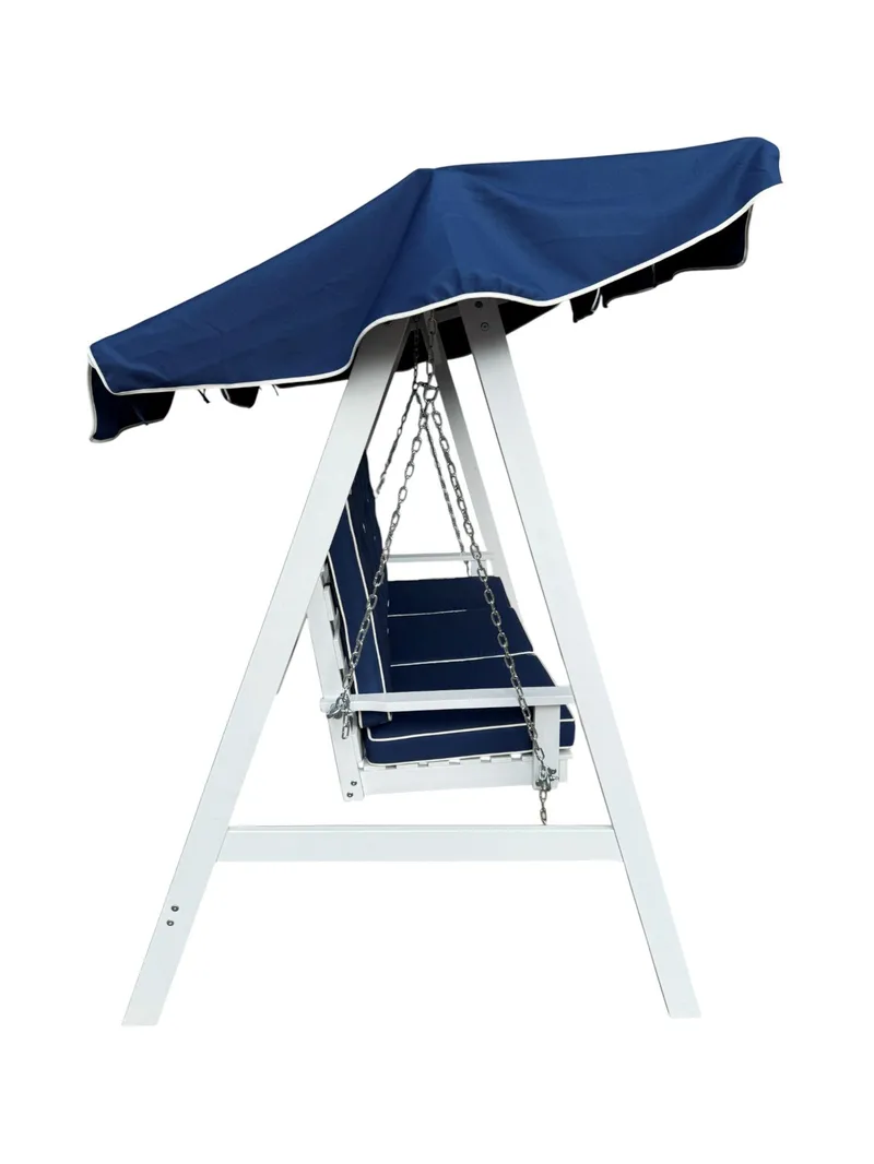 Landet Hammock Keinusohva katoksella akaasiapuuta sisältää tyynyt 195x125x159 - Valkoinen - Puutarhakalusteet - Ulkosohva & puutarhapenkki - Pihakeinu & puutarhakeinu