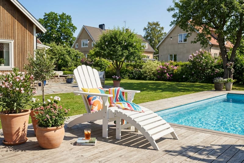 Landet ulkokansituoli - Valkoinen - Puutarhakalusteet - Puutarhatuoli - Aurinkotuoli - Kansituoli