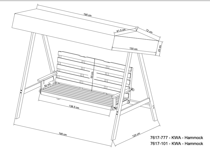 Landet ulkokeinu 195x125x159 cm, sis. katoksen - Tummanvihreä - Puutarhakalusteet - Ulkosohva & puutarhapenkki - Pihakeinu & puutarhakeinu