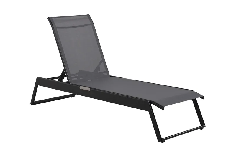 Monaco aurinkotuoli säädettävällä selkänojalla, alumiinia, harmaa tekstiili, Musta