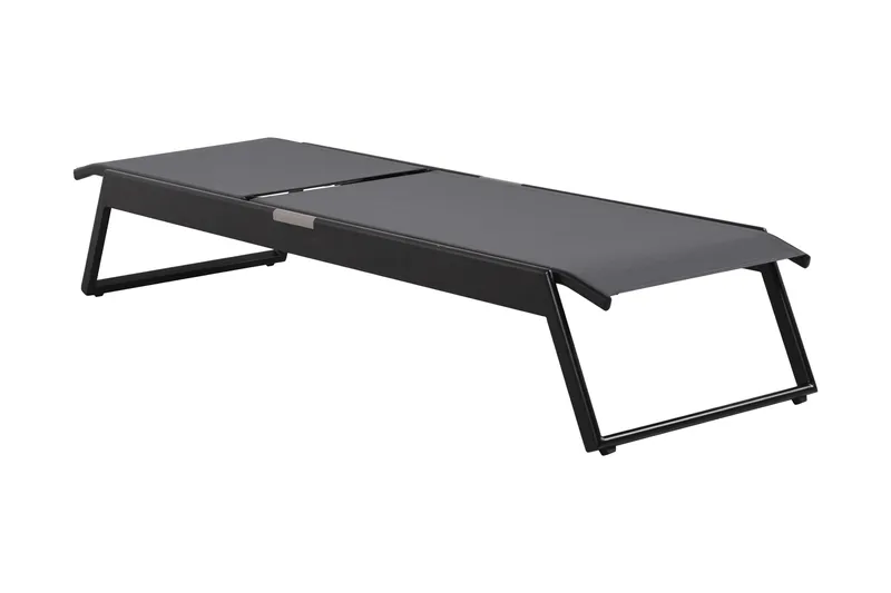 Monaco aurinkotuoli säädettävällä selkänojalla, alumiinia, harmaa tekstiili - Musta - Puutarhakalusteet - Puutarhatuoli - Aurinkosänky & aurinkovaunu