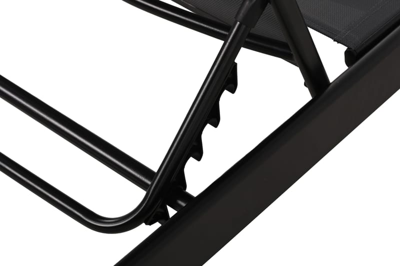 Monaco aurinkotuoli säädettävällä selkänojalla, alumiinia, harmaa tekstiili - Musta - Puutarhakalusteet - Puutarhatuoli - Aurinkosänky & aurinkovaunu