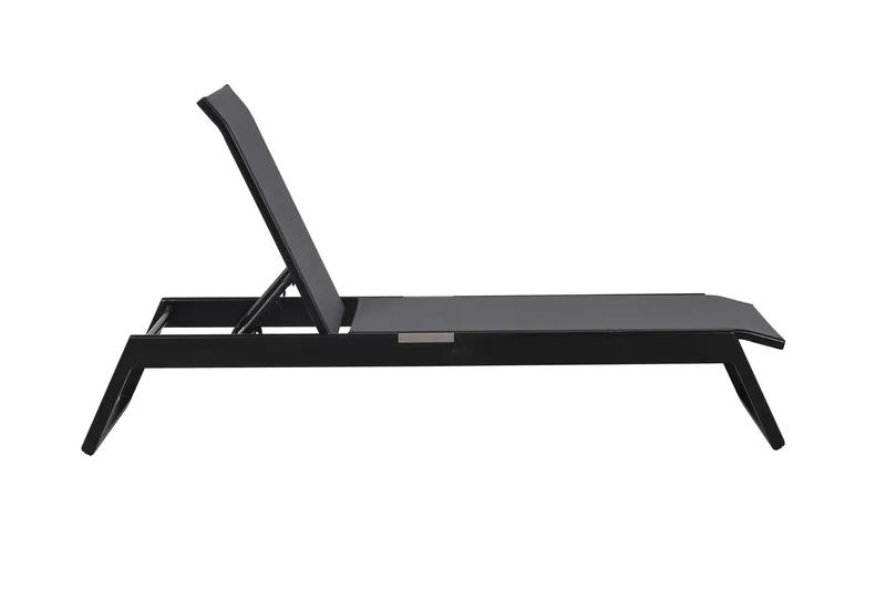 Monaco aurinkotuoli säädettävällä selkänojalla, alumiinia, harmaa tekstiili - Musta - Puutarhakalusteet - Puutarhatuoli - Aurinkosänky & aurinkovaunu