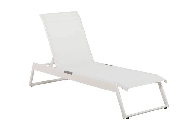 Monaco aurinkotuoli säädettävällä selkänojalla, alumiinia, valkoinen tekstiili, Valkoinen