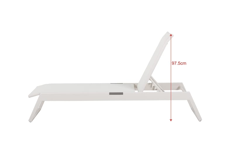 Monaco aurinkotuoli säädettävällä selkänojalla, alumiinia, valkoinen tekstiili - Valkoinen - Puutarhakalusteet - Puutarhatuoli - Aurinkosänky & aurinkovaunu
