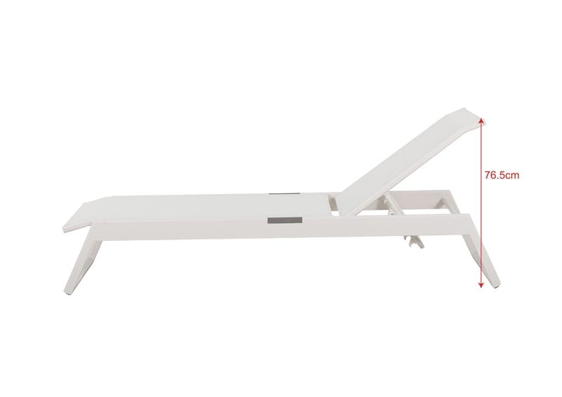 Monaco aurinkotuoli säädettävällä selkänojalla, alumiinia, valkoinen tekstiili - Valkoinen - Puutarhakalusteet - Puutarhatuoli - Aurinkosänky & aurinkovaunu