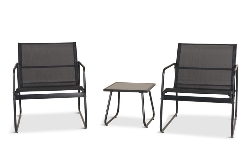 Pelanda-cafesetti ulkokäyttöön - Musta - Puutarhakalusteet - Terassiryhmät - Oleskeluryhmät