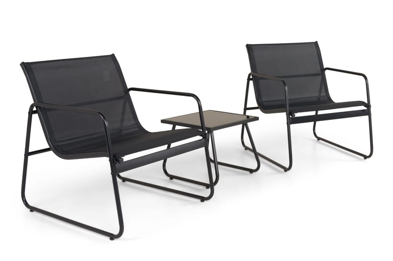 Pelanda-cafesetti ulkokäyttöön - Musta - Puutarhakalusteet - Terassiryhmät - Oleskeluryhmät