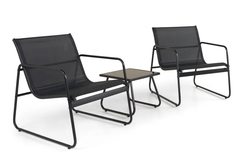 Pelanda-cafesetti ulkokäyttöön - Musta - Puutarhakalusteet - Terassiryhmät - Oleskeluryhmät