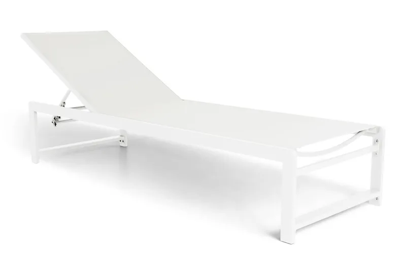Sanna Aurinkotuoli Säädettävällä Selkänojalla - Valkoinen - Puutarhakalusteet - Puutarhatuoli - Aurinkosänky & aurinkovaunu