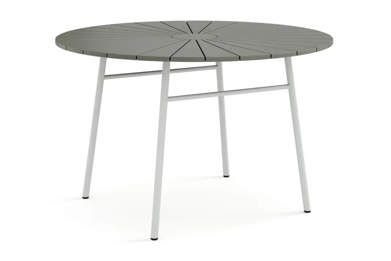 Tunis ulkoruokapöytä 120 cm pyöreä, Valkoinen/Harmaa