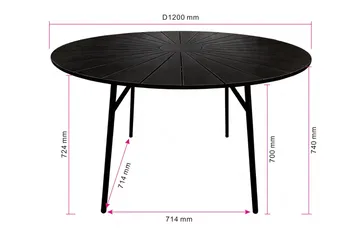 Tunis ulkoruokapöytä 120 cm pyöreä - Musta/Musta - Puutarhakalusteet - Terassipöydät - Ruokapöytä terassille