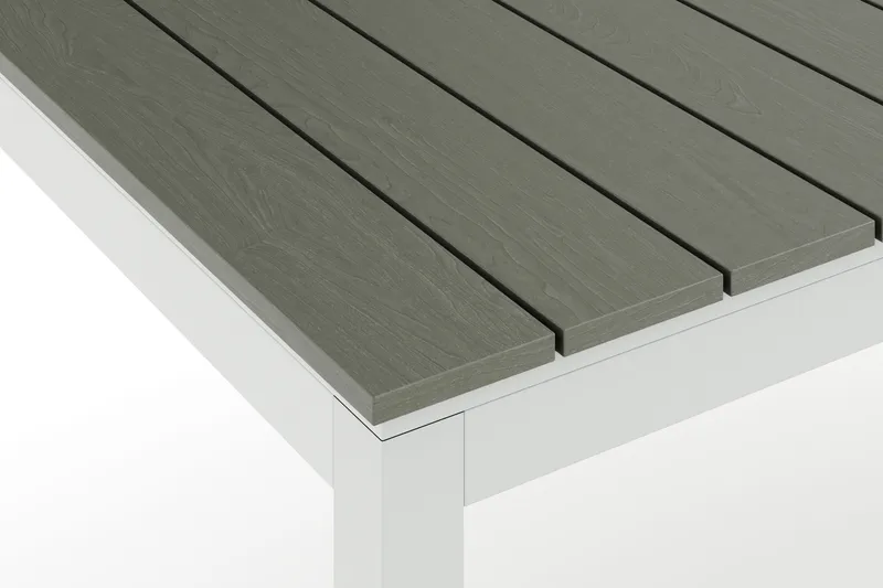 Tunis ulkoruokapöytä 205/305x90 cm suorakulmainen, jatkettava - Valkoinen/Harmaa - Puutarhakalusteet - Terassipöydät - Ruokapöytä terassille