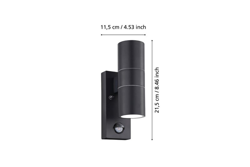 Seinälamppu Ulkovalaiseminen Eglo Riga 5 2 lampulla ja liiketunnistimella Antrasiitti Läpinäkyvä - Antrasiitti - Piha & ulkoaltaat - Piha-alue - Sisäänkäynti - Sisäänkäynnin valaistus