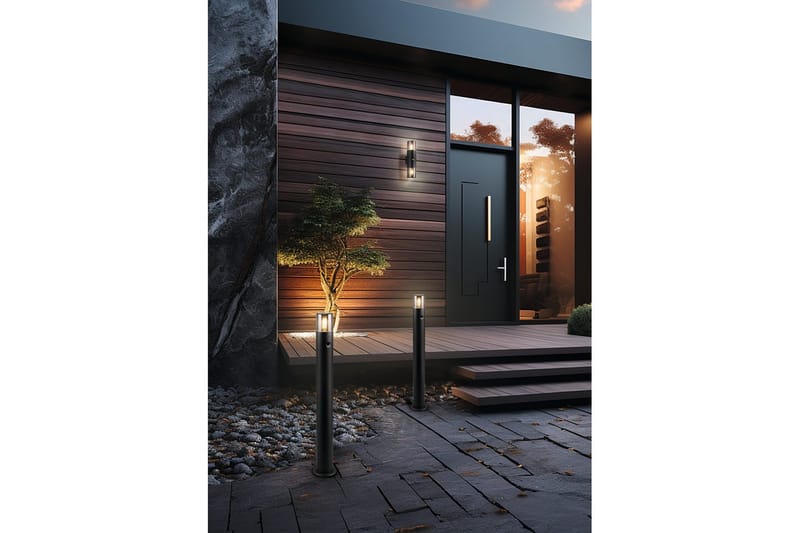 Seinävalaisin Hoosic - 2-osainen, Mattamusta, Liiketunnistin - Piha & ulkoaltaat - Piha-alue - Sisäänkäynti - Sisäänkäynnin valaistus