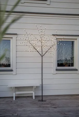Albero-valokoristepuu 250 cm, musta, valkoisia valopisteitä