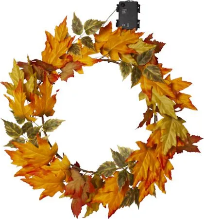 Autumn-kranssi valoilla 45 cm, oranssi