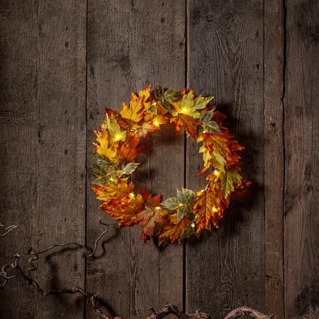 Autumn-kranssi valoilla 45 cm - oranssi - Piha & ulkoaltaat - Piha-alue - Terassi & aidattu terassi - Terassin valaistus