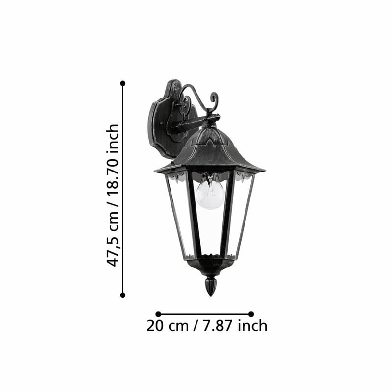 Ulkoseinävalaisin Navedo Alaspäin Suunnattu - Musta/Hopeapatina - Piha & ulkoaltaat - Piha-alue - Sisäänkäynti - Sisäänkäynnin valaistus