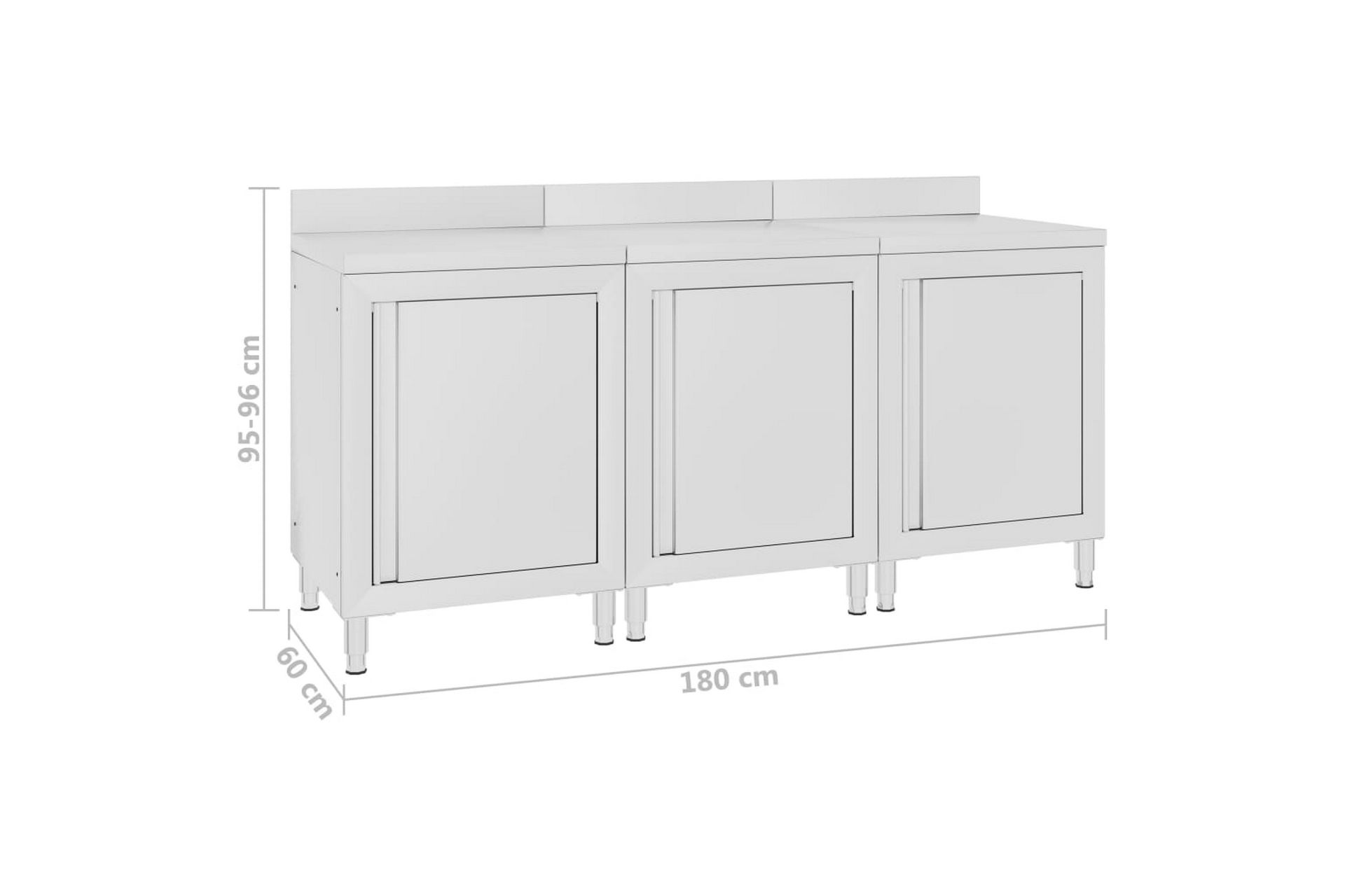 Kaupallinen työpöytä kaapilla 180x60x96 cm ruostumaton teräs - Piha & ulkoaltaat - Piha-alue - Ulkosäilytys - Autotallin sisustus & säilytys