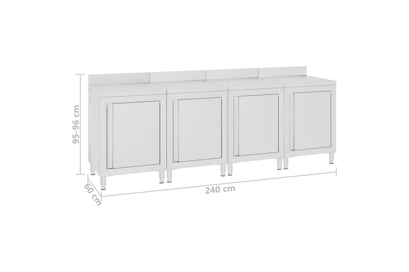 Kaupallinen työpöytä kaapilla 240x60x96 cm ruostumaton teräs - Piha & ulkoaltaat - Piha-alue - Ulkosäilytys - Autotallin sisustus & säilytys