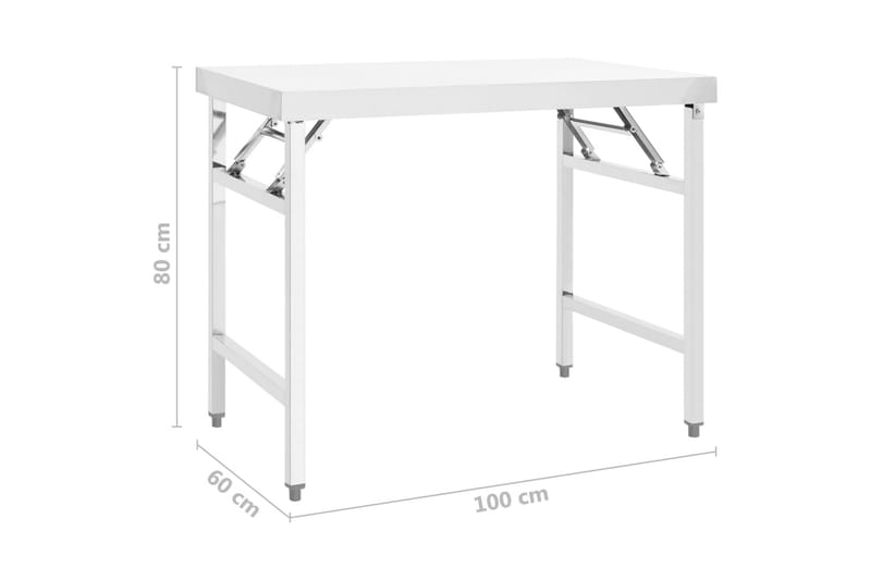 Keittiön taitettava työpöytä 100x60x80 cm ruostumaton teräs - Työpenkki - Autotallin sisustus & säilytys