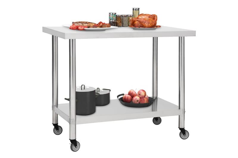 Keittiön työpöytä pyörillä 100x45x85 cm ruostumaton teräs - Piha & ulkoaltaat - Piha-alue - Ulkosäilytys - Autotallin sisustus & säilytys