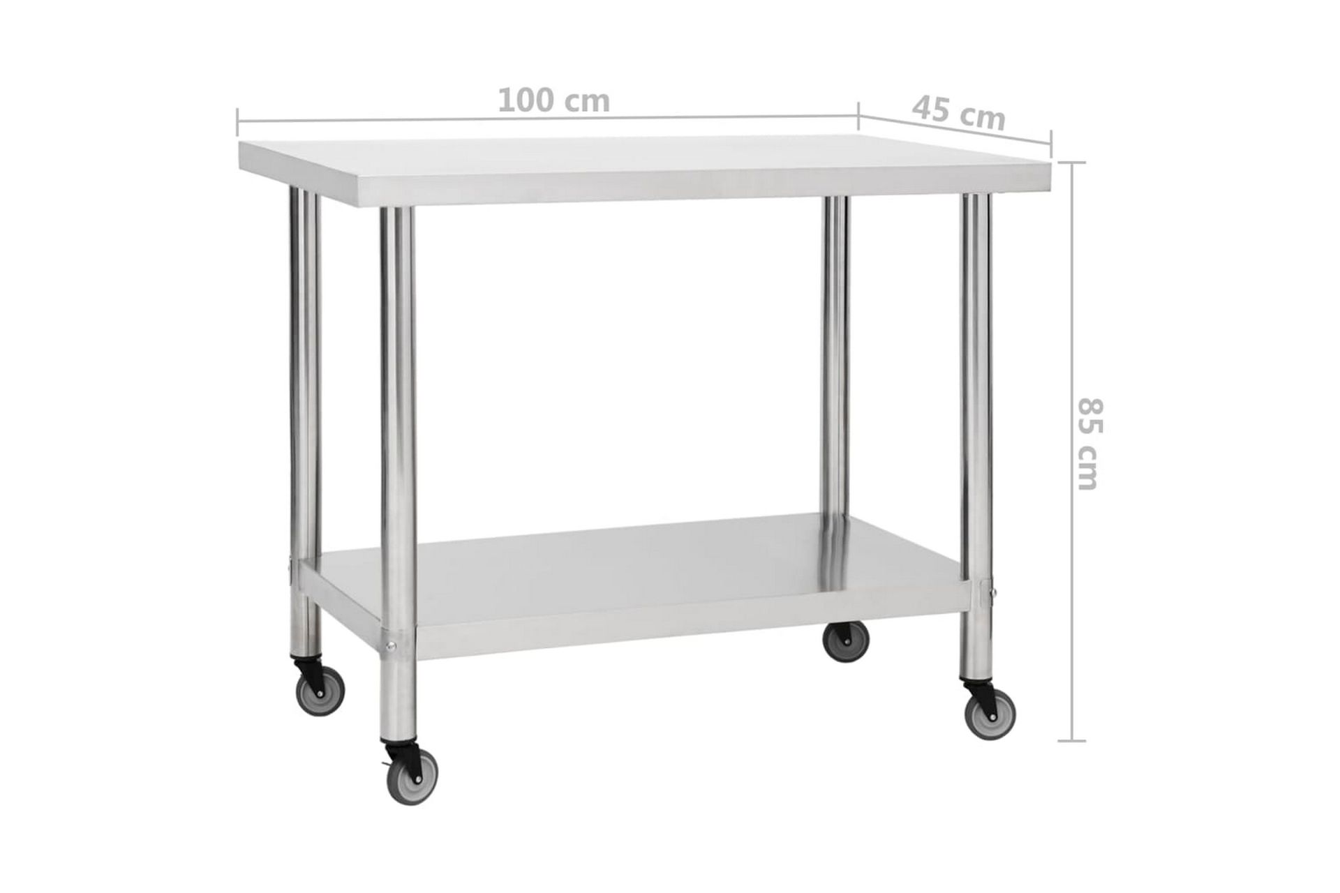 Keittiön työpöytä pyörillä 100x45x85 cm ruostumaton teräs - Piha & ulkoaltaat - Piha-alue - Ulkosäilytys - Autotallin sisustus & säilytys
