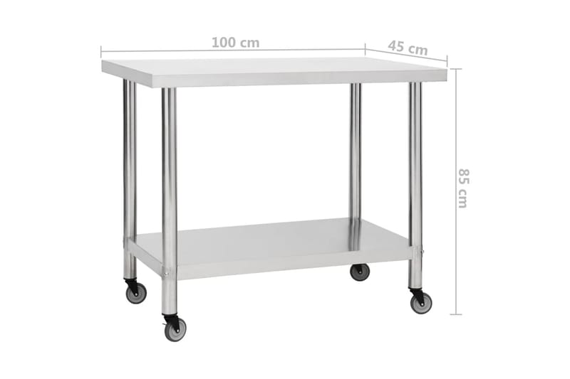 Keittiön työpöytä pyörillä 100x45x85 cm ruostumaton teräs - Piha & ulkoaltaat - Piha-alue - Ulkosäilytys - Autotallin sisustus & säilytys