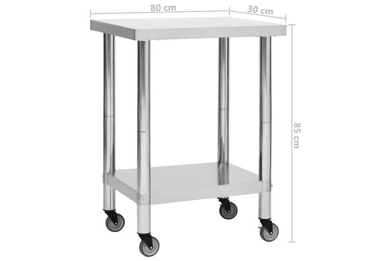 Keittiön työpöytä pyörillä 80x30x85 cm ruostumaton teräs - Piha & ulkoaltaat - Piha-alue - Ulkosäilytys - Autotallin sisustus & säilytys