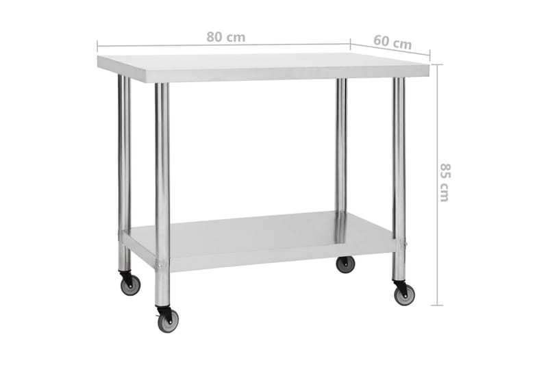 Keittiön työpöytä pyörillä 80x60x85 cm ruostumaton teräs - Piha & ulkoaltaat - Piha-alue - Ulkosäilytys - Autotallin sisustus & säilytys