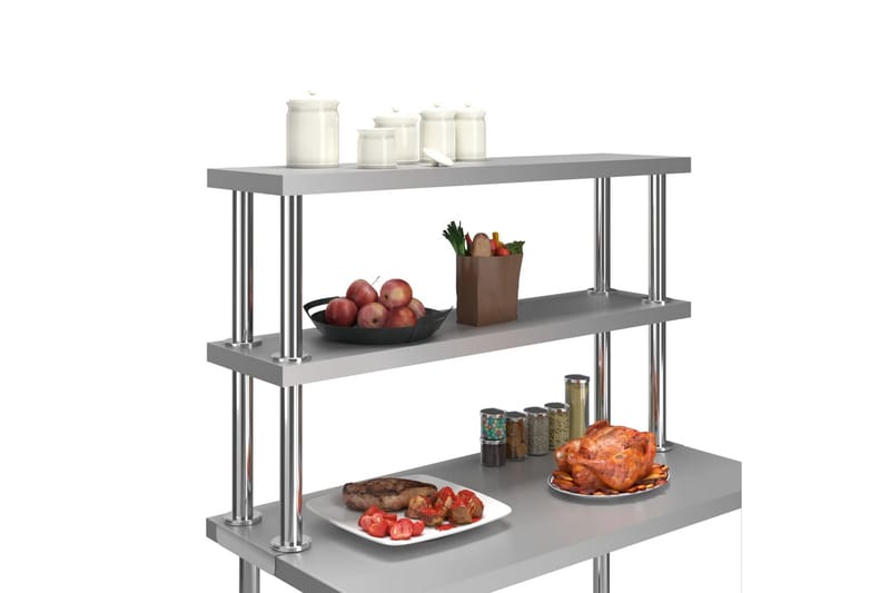 Keittiön työtason hylly 2 tasoa 120x30x65cm teräs - Piha & ulkoaltaat - Piha-alue - Ulkosäilytys - Autotallin sisustus & säilytys