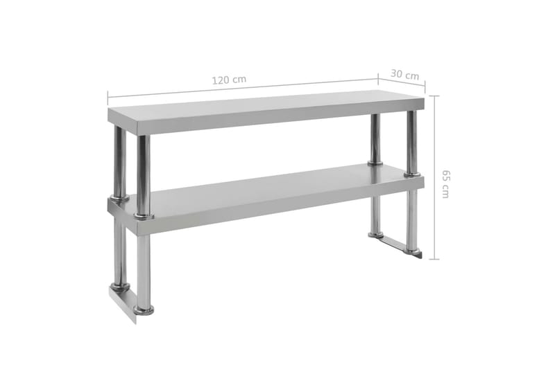 Keittiön työtason hylly 2 tasoa 120x30x65cm teräs - Piha & ulkoaltaat - Piha-alue - Ulkosäilytys - Autotallin sisustus & säilytys