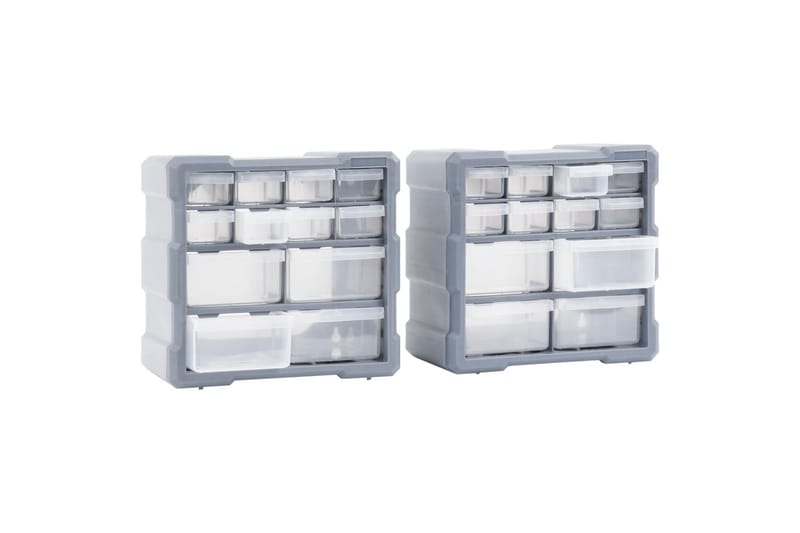 Monilaatikko järjestelijä 12 laatikolla 2 kpl 26,5x16x26 cm - Harmaa - Piha & ulkoaltaat - Piha-alue - Ulkosäilytys - Autotallin sisustus & säilytys