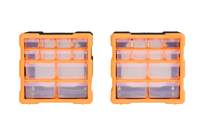 Monilaatikko järjestelijä 12 laatikolla 2 kpl 26,5x16x26 cm - Oranssi - Piha & ulkoaltaat - Piha-alue - Ulkosäilytys - Autotallin sisustus & säilytys