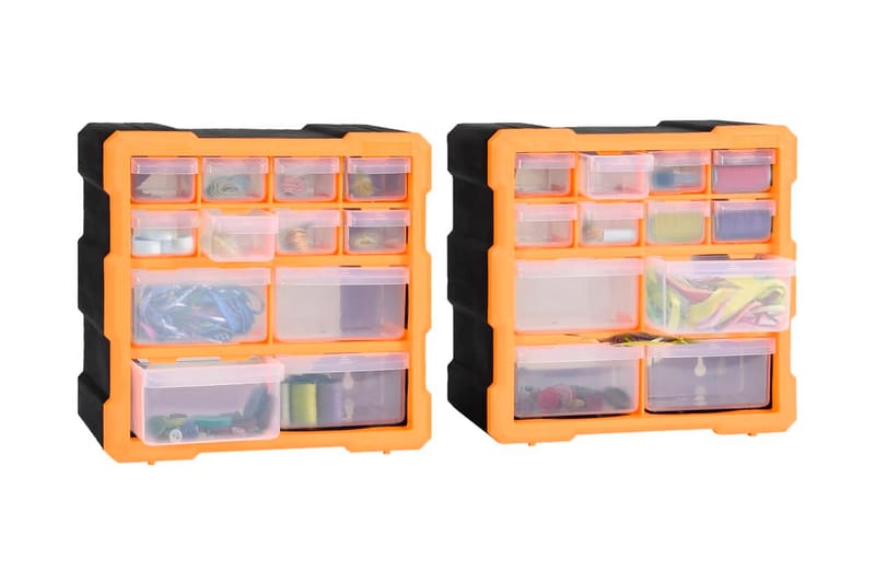 Monilaatikko järjestelijä 12 laatikolla 2 kpl 26,5x16x26 cm - Oranssi - Piha & ulkoaltaat - Piha-alue - Ulkosäilytys - Autotallin sisustus & säilytys