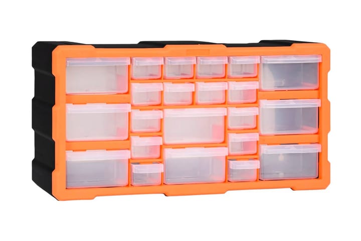 Monilaatikko järjestelijä 22 laatikolla 49x16x25,5 cm - Oranssi - Autotallin sisustus & säilytys - Tarvikkeiden säilytys
