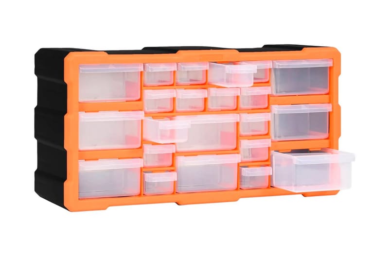 Monilaatikko järjestelijä 22 laatikolla 49x16x25,5 cm - Oranssi - Piha & ulkoaltaat - Piha-alue - Ulkosäilytys - Autotallin sisustus & säilytys